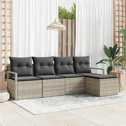 Set di divani con cuscino 5 pcs Grigio chiaro polyrattan | homemem39