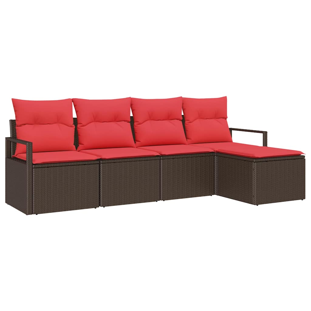 Set di divani con cuscino 5 pcs Marrone polyrattan | homemem39
