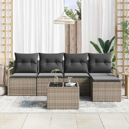 Set di divani con cuscino 6 pcs Grigio polyrattan | homemem39