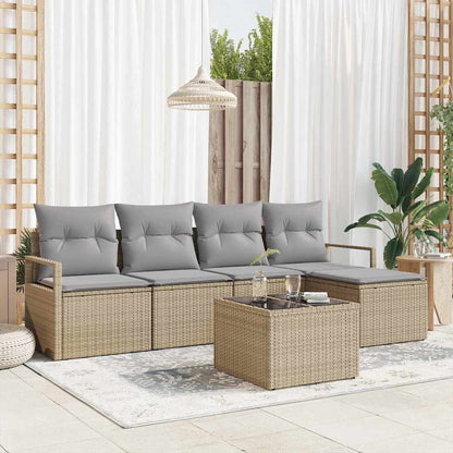 Set di divani con cuscino 6 pcs Beige polyrattan | homemem39