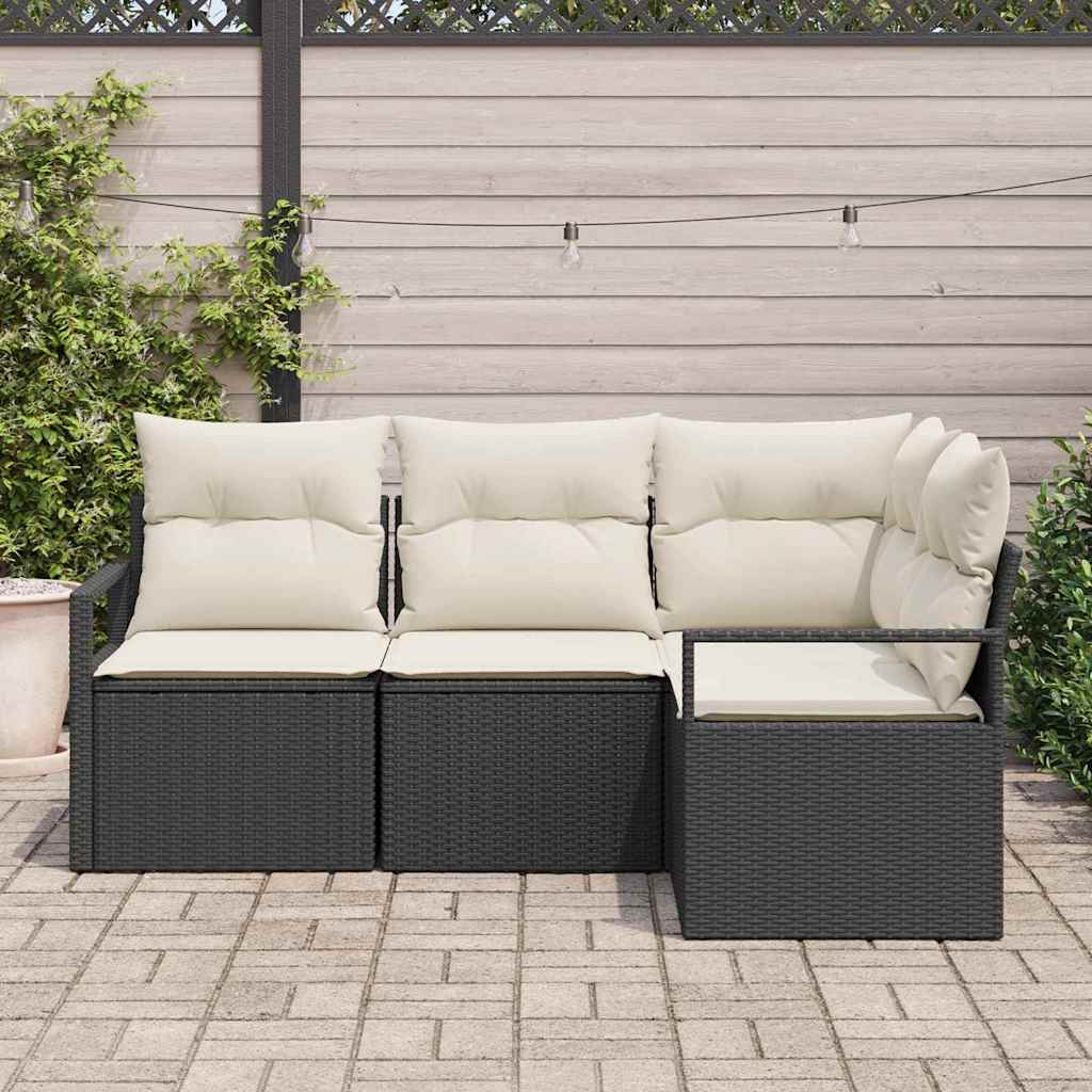 Set di divani 4 pz Nero polyrattan | homemem39