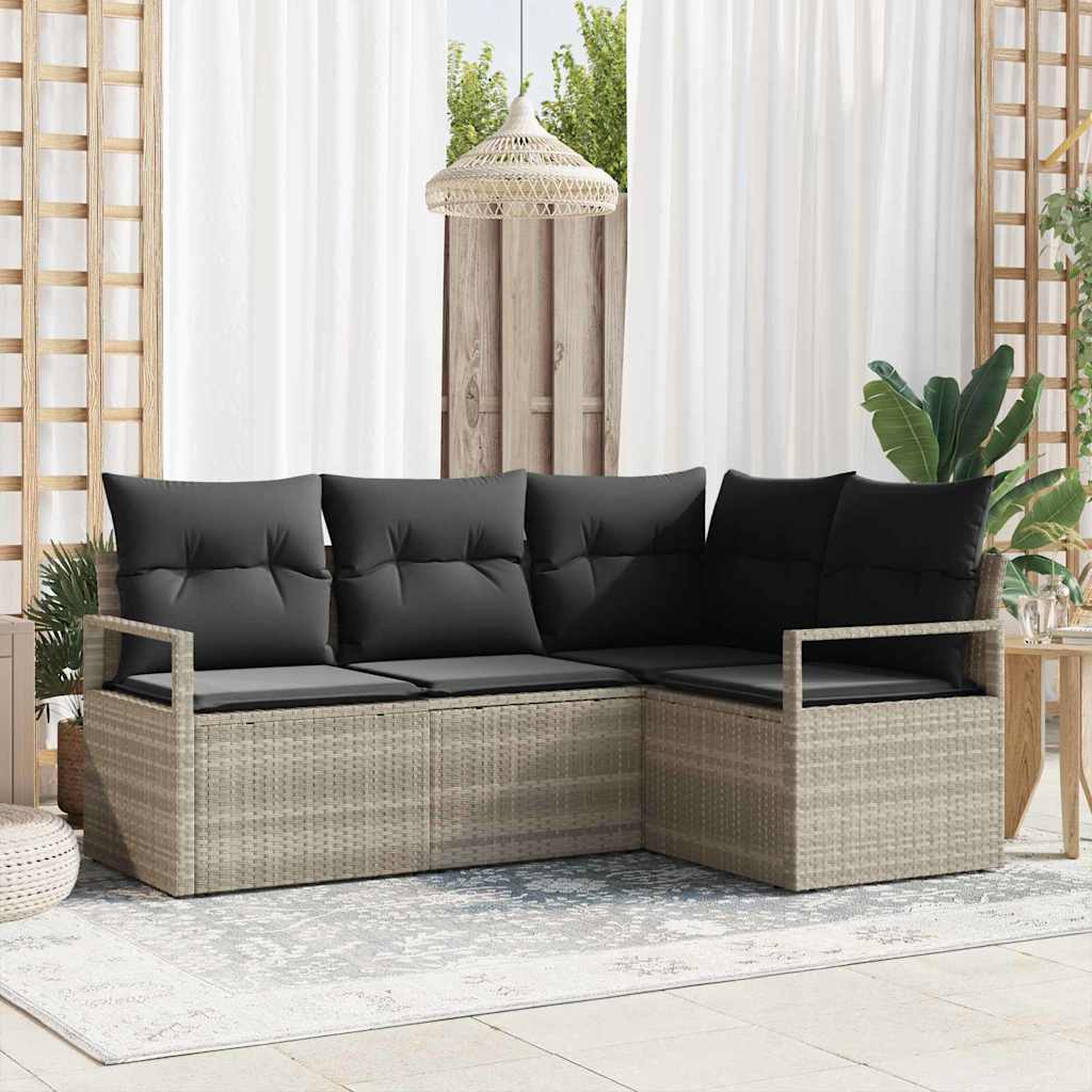 Set di divani 4 pcs Grigio chiaro polyrattan | homemem39