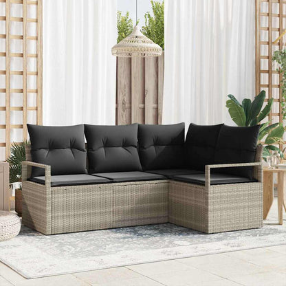 Set di divani 4 pcs Grigio chiaro polyrattan | homemem39