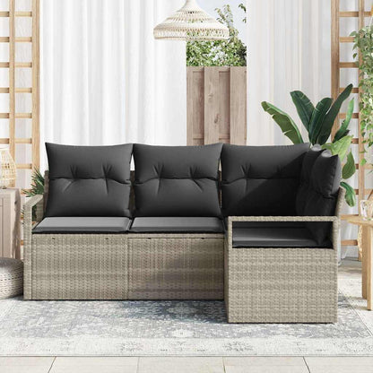 Set di divani 4 pcs Grigio chiaro polyrattan | homemem39