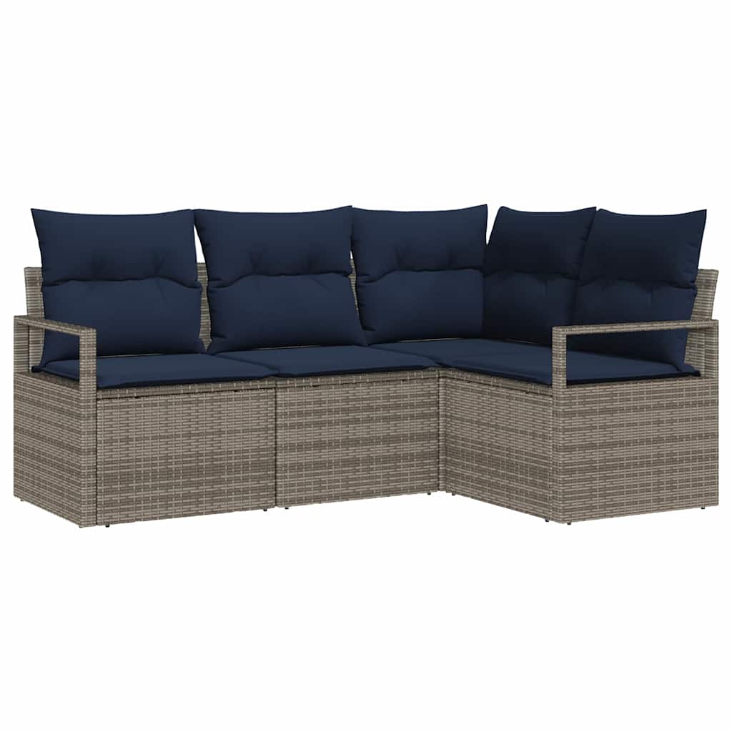 Set di divani con cuscino 4 pcs Grigio polyrattan | homemem39