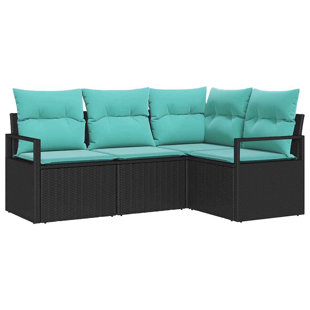 Set di divani 4 pcs Nero polyrattan | homemem39