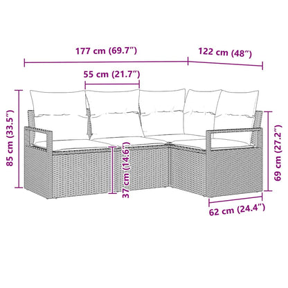 Set di divani 4 pcs Nero polyrattan | homemem39