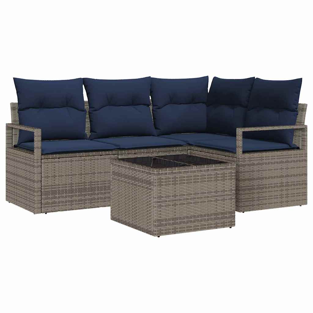Set di divani 5 pcs Grigio polyrattan | homemem39