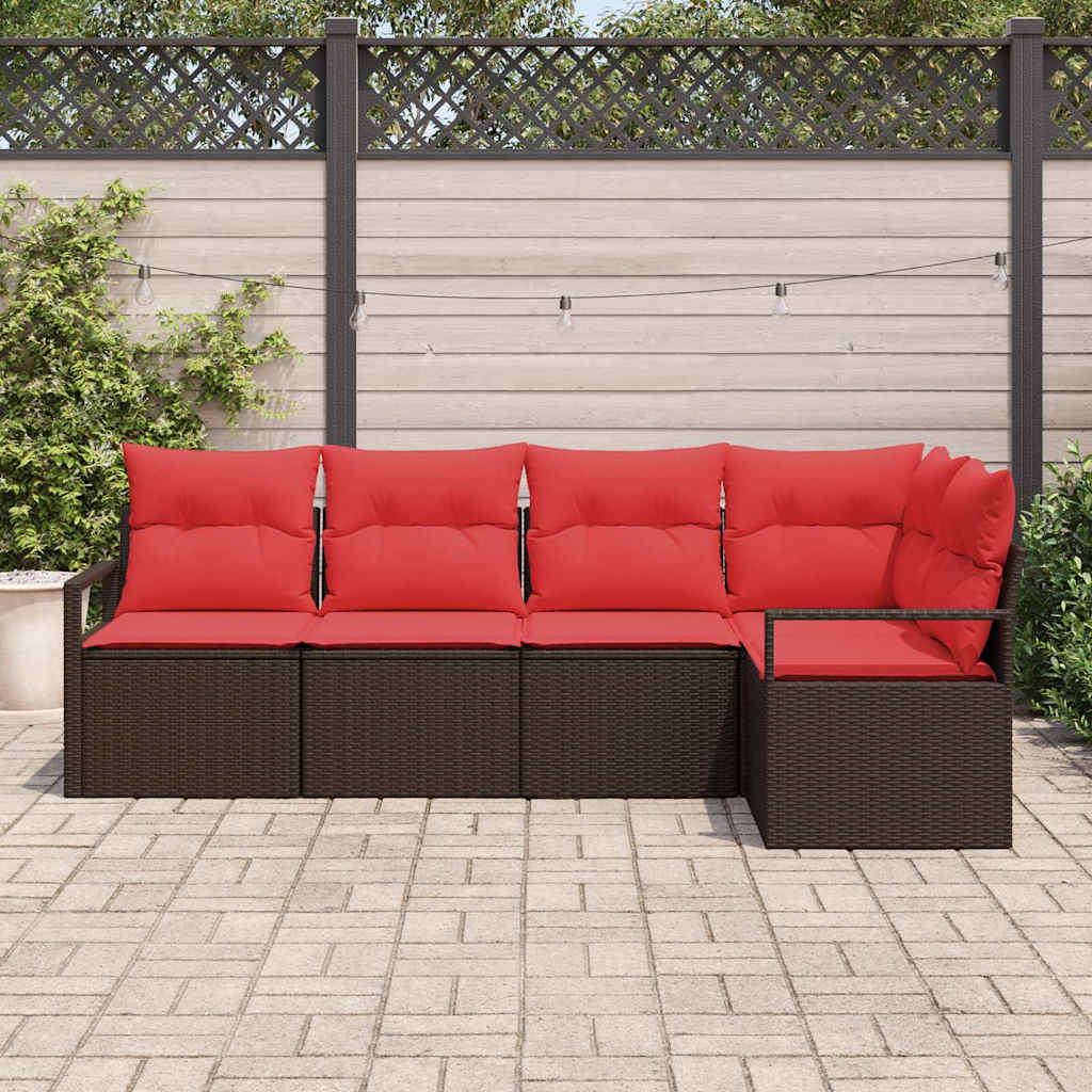 Set di divani 5 pcs Marrone polyrattan | homemem39