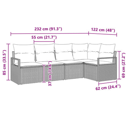 Set di divani 5 pcs Marrone polyrattan | homemem39