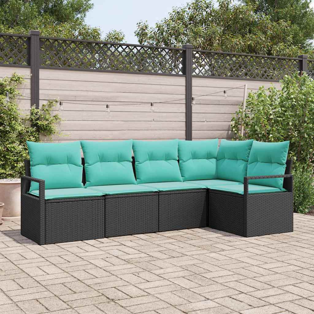 Set di divani 5 pcs Nero polyrattan | homemem39