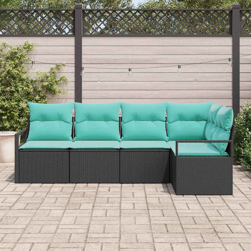 Set di divani 5 pcs Nero polyrattan | homemem39
