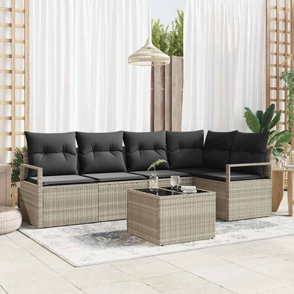 Set Divano da Giardino 6 pcs Grigio chiaro Poly Rattan