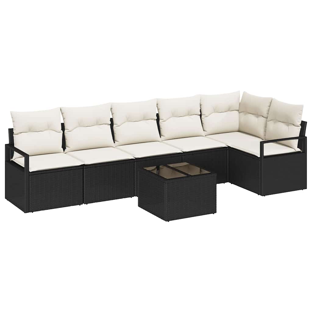 Set di divani 7 pcs Nero polyrattan - homemem39