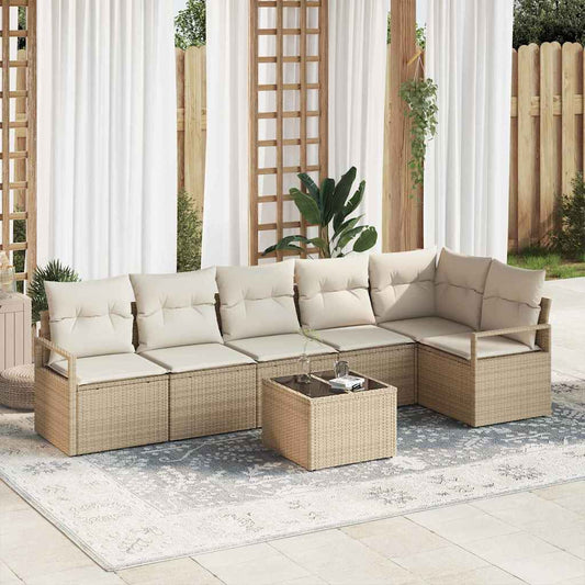 Set di divani 7 pcs Beige polyrattan - homemem39