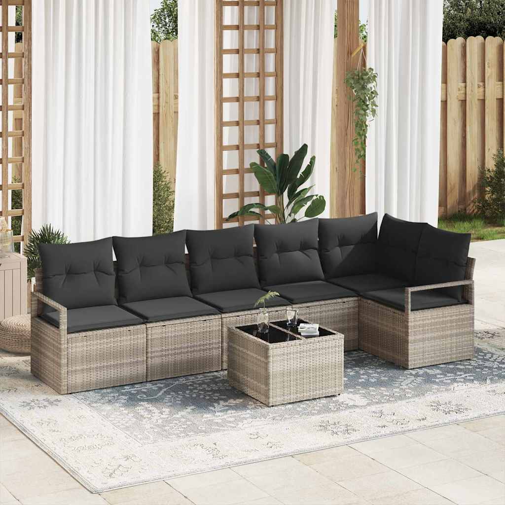 Set di divani 7 pcs Grigio chiaro polyrattan - homemem39