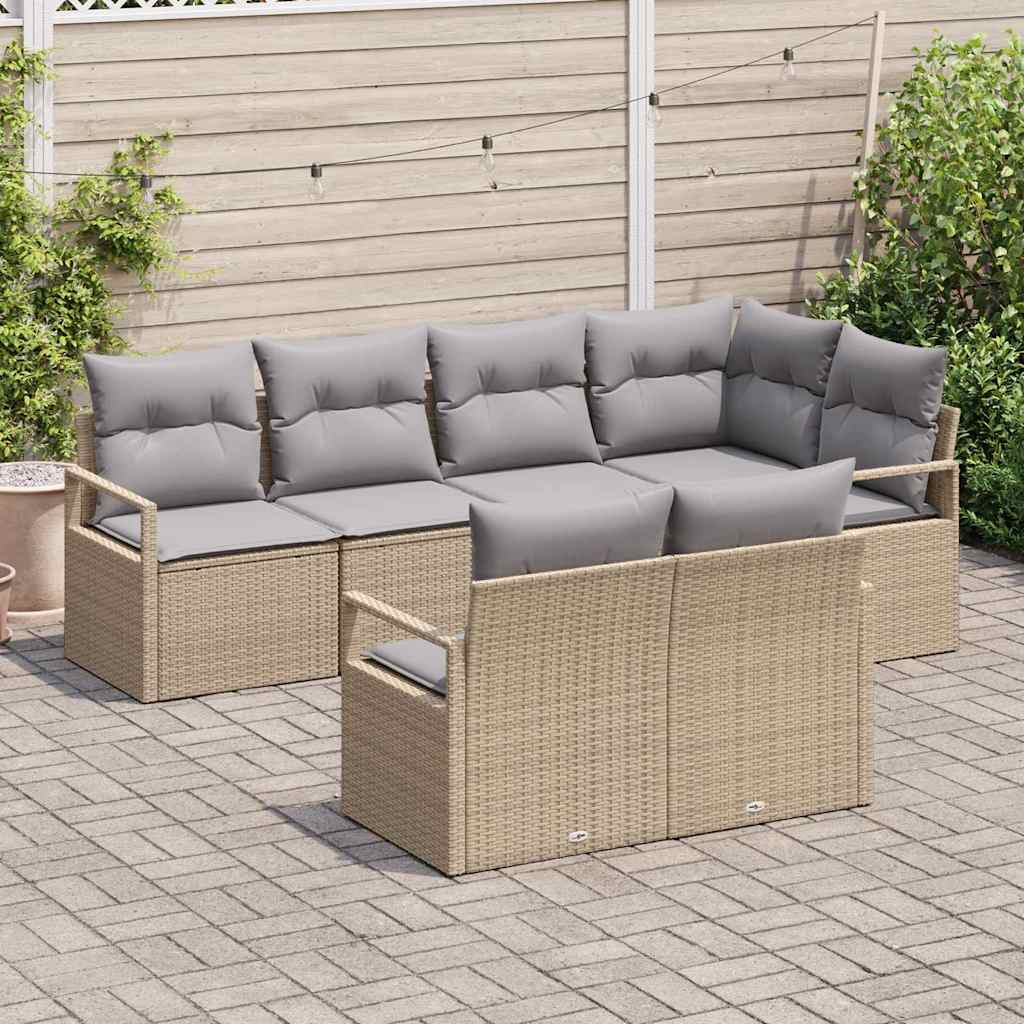 Set di divani 7 pcs Beige polyrattan - homemem39
