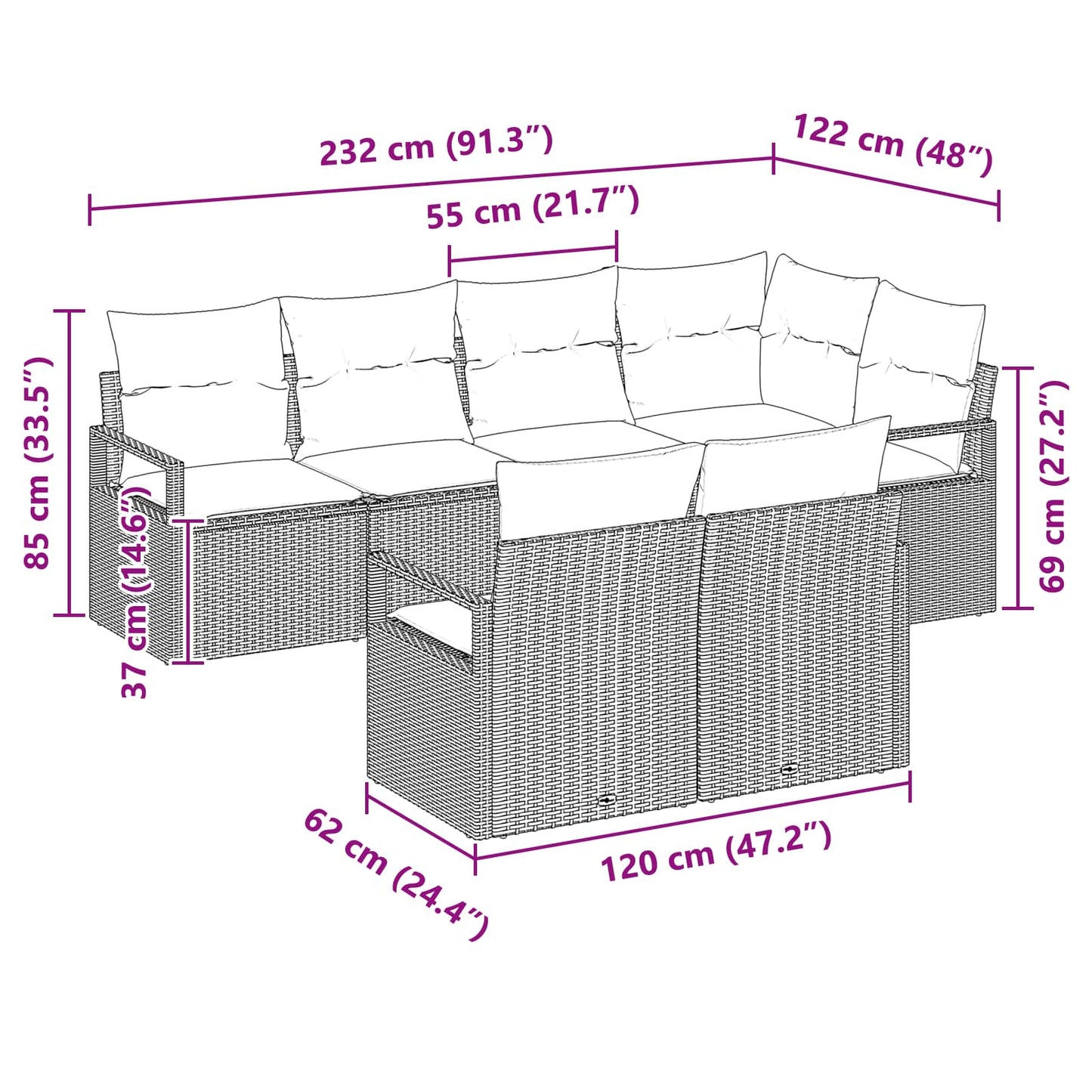 Set di divani 7 pcs Grigio polyrattan | homemem39