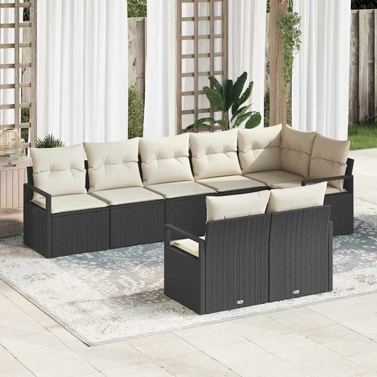 Set di divani 8 pcs Nero polyrattan - homemem39