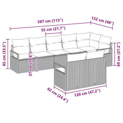 Set Divano da Giardino 8 pcs Grigio Poly Rattan