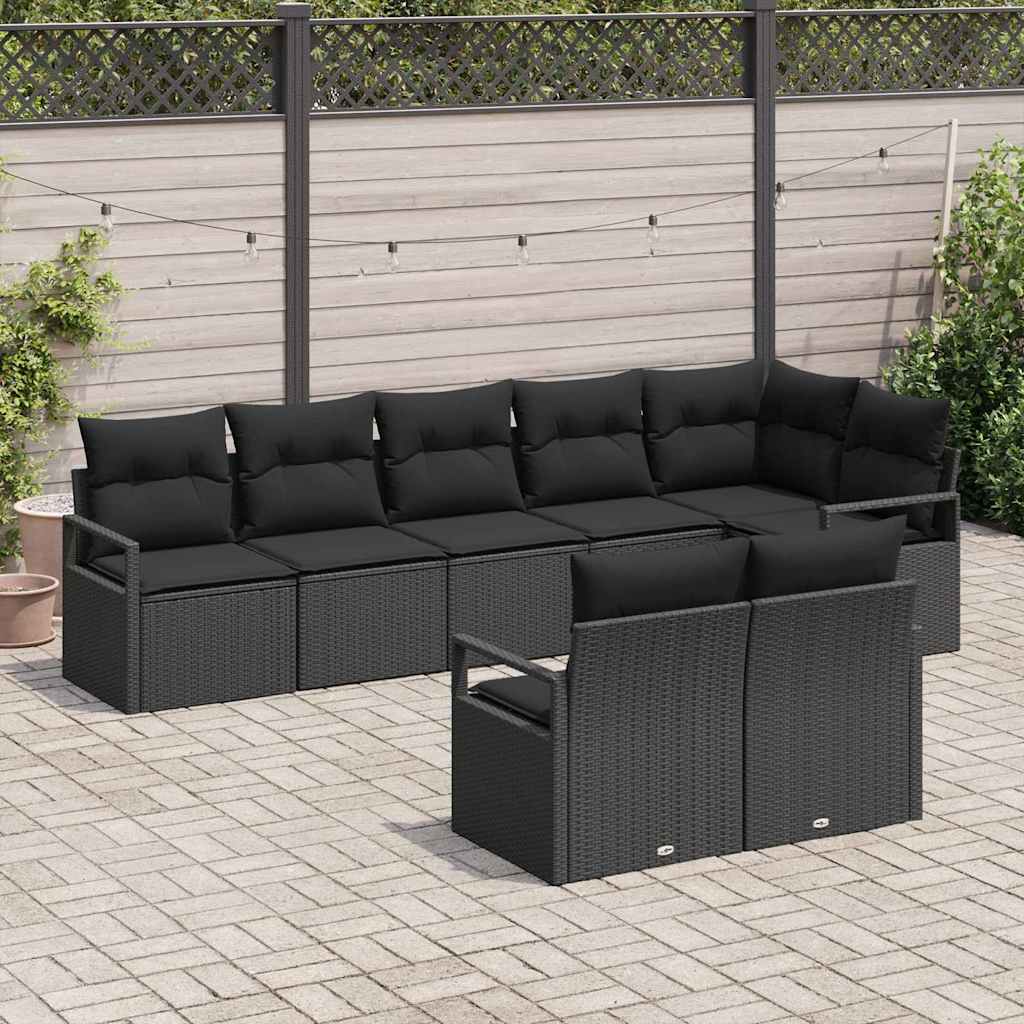 Set di divani 8 pcs Nero polyrattan | homemem39