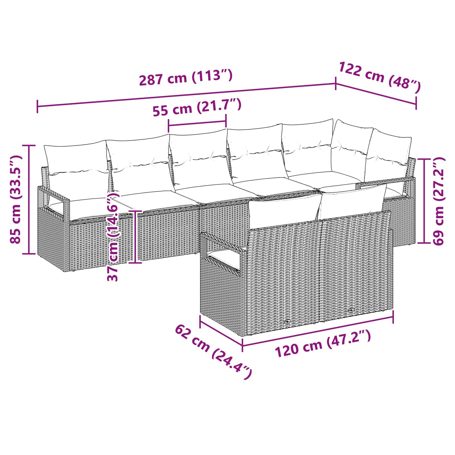 Set di divani 8 pcs Grigio polyrattan | homemem39