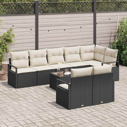 Set Divano da Giardino 9 pcs Nero Poly Rattan