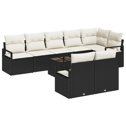 Set Divano da Giardino 9 pcs Nero Poly Rattan