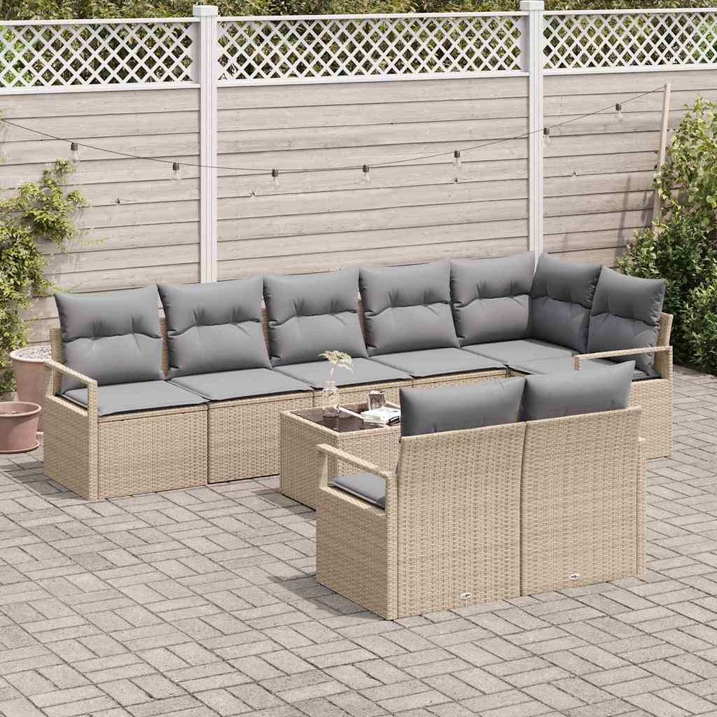 Set di divani 9 pcs Beige polyrattan - homemem39