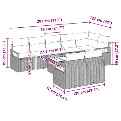 Set di divani 9 pcs Grigio polyrattan | homemem39