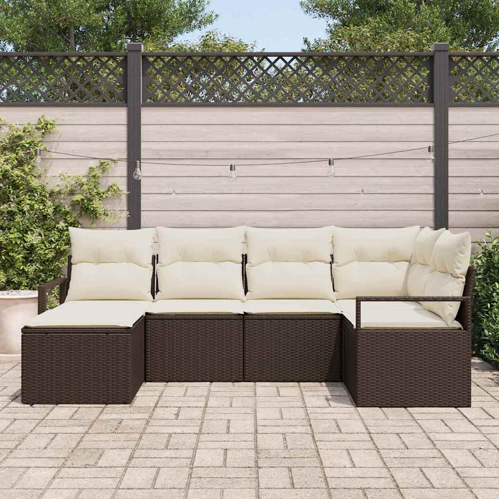 Set di divani 6 pcs Marrone polyrattan - homemem39