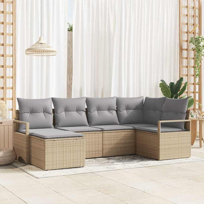 Set Divano da Giardino 6 pcs Beige Poly Rattan