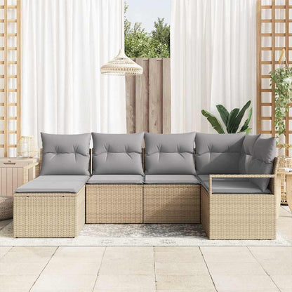 Set Divano da Giardino 6 pcs Beige Poly Rattan