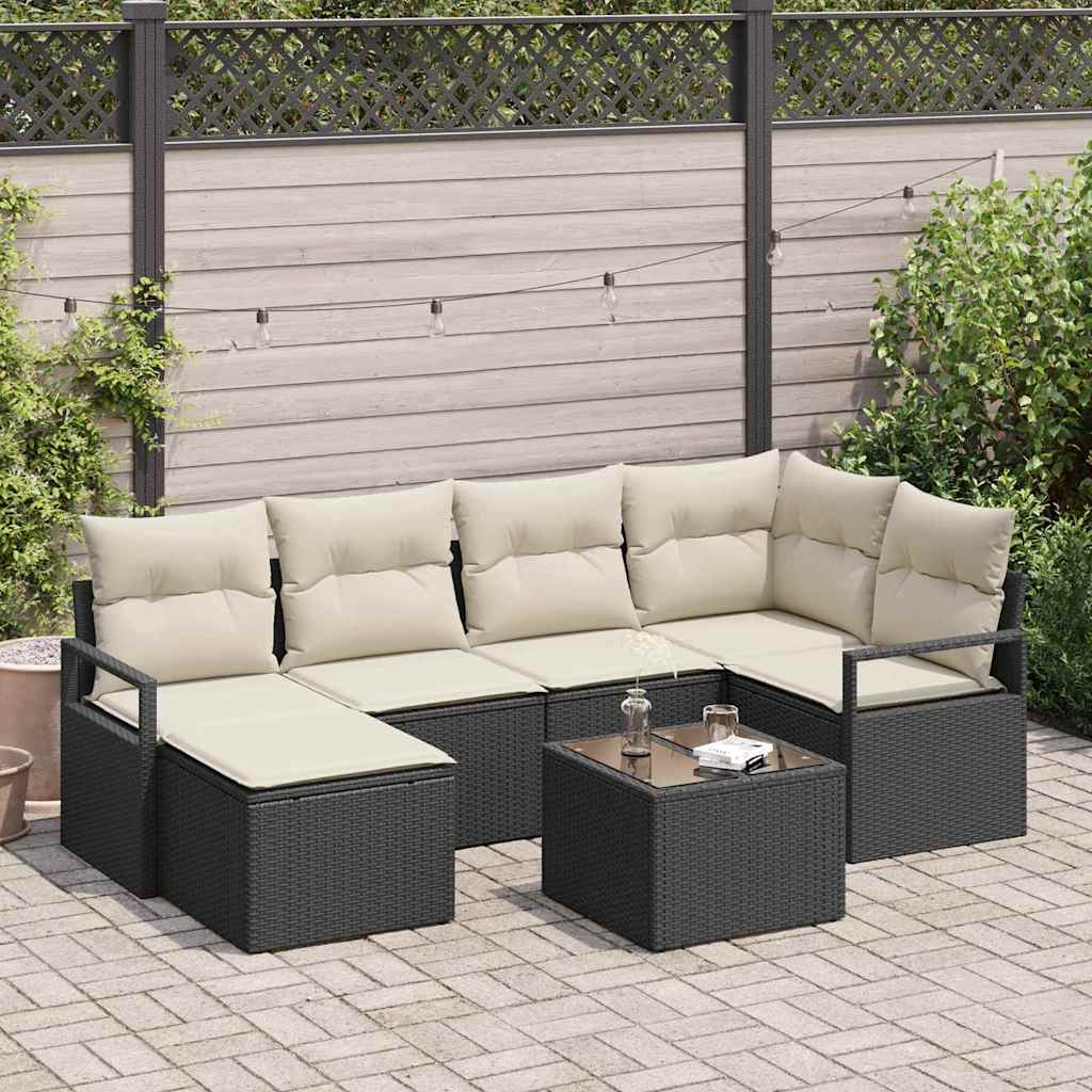 Set di divani 7 pz Nero polyrattan | homemem39