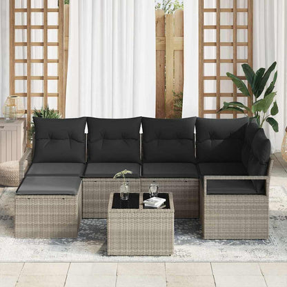 Set di divani 7 pcs Grigio chiaro polyrattan | homemem39