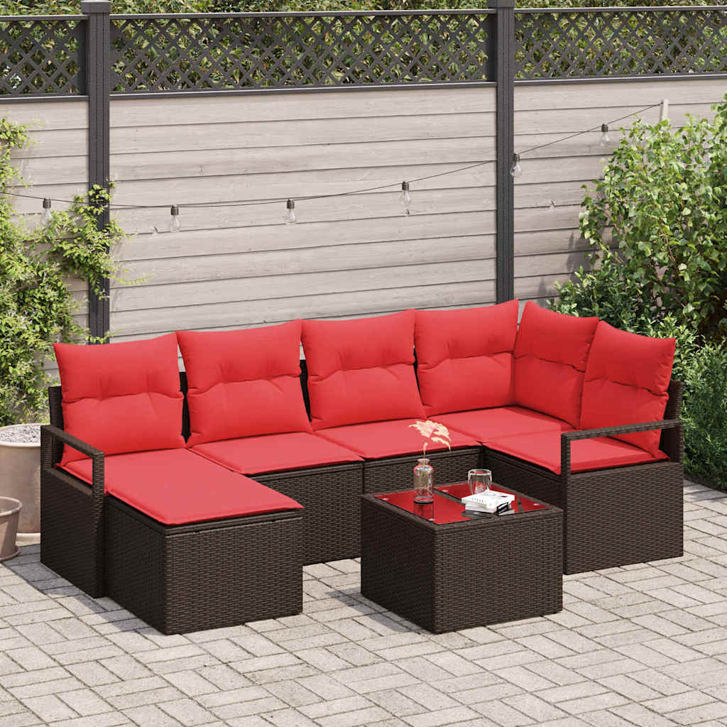Set di divani 7 pcs Marrone polyrattan | homemem39