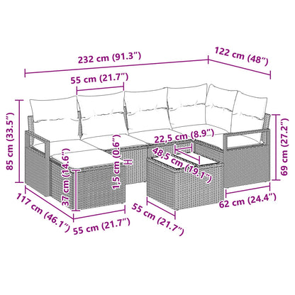 Set di divani con cuscino 7 pcs Grigio polyrattan | homemem39