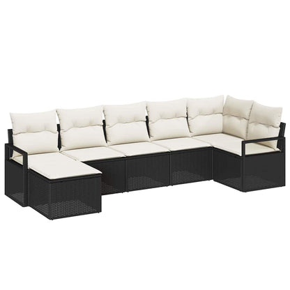 Set di divani con cuscino 7 pcs Nero polyrattan | homemem39