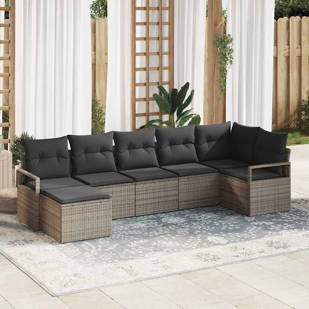 Set di divani 7 pcs Grigio polyrattan - homemem39