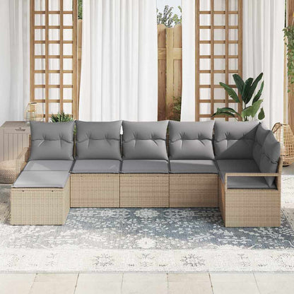 Set di divani con cuscino 7 pcs Beige polyrattan | homemem39