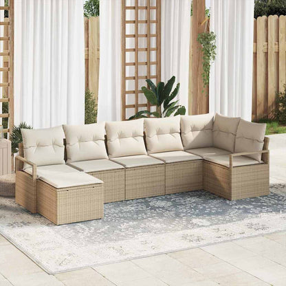 Set Divano da Giardino 7 pcs Beige Poly Rattan