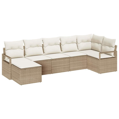Set Divano da Giardino 7 pcs Beige Poly Rattan