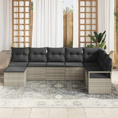 Set di divani con cuscino 7 pcs Grigio chiaro polyrattan | homemem39