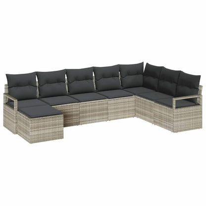 Set di divani con cuscino 7 pcs Grigio chiaro polyrattan | homemem39