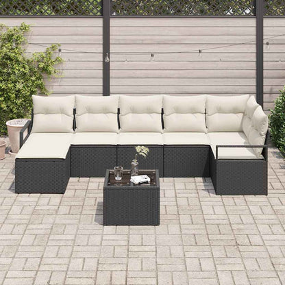 Set di divani con cuscino 8 pcs Nero polyrattan | homemem39