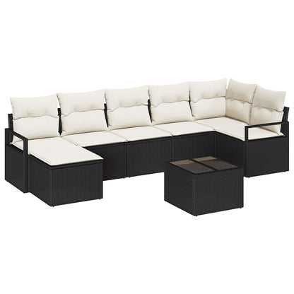 Set di divani con cuscino 8 pcs Nero polyrattan | homemem39
