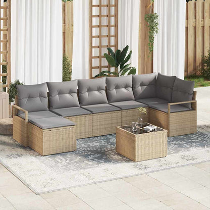 Set di divani con cuscino 8 pcs Beige polyrattan | homemem39