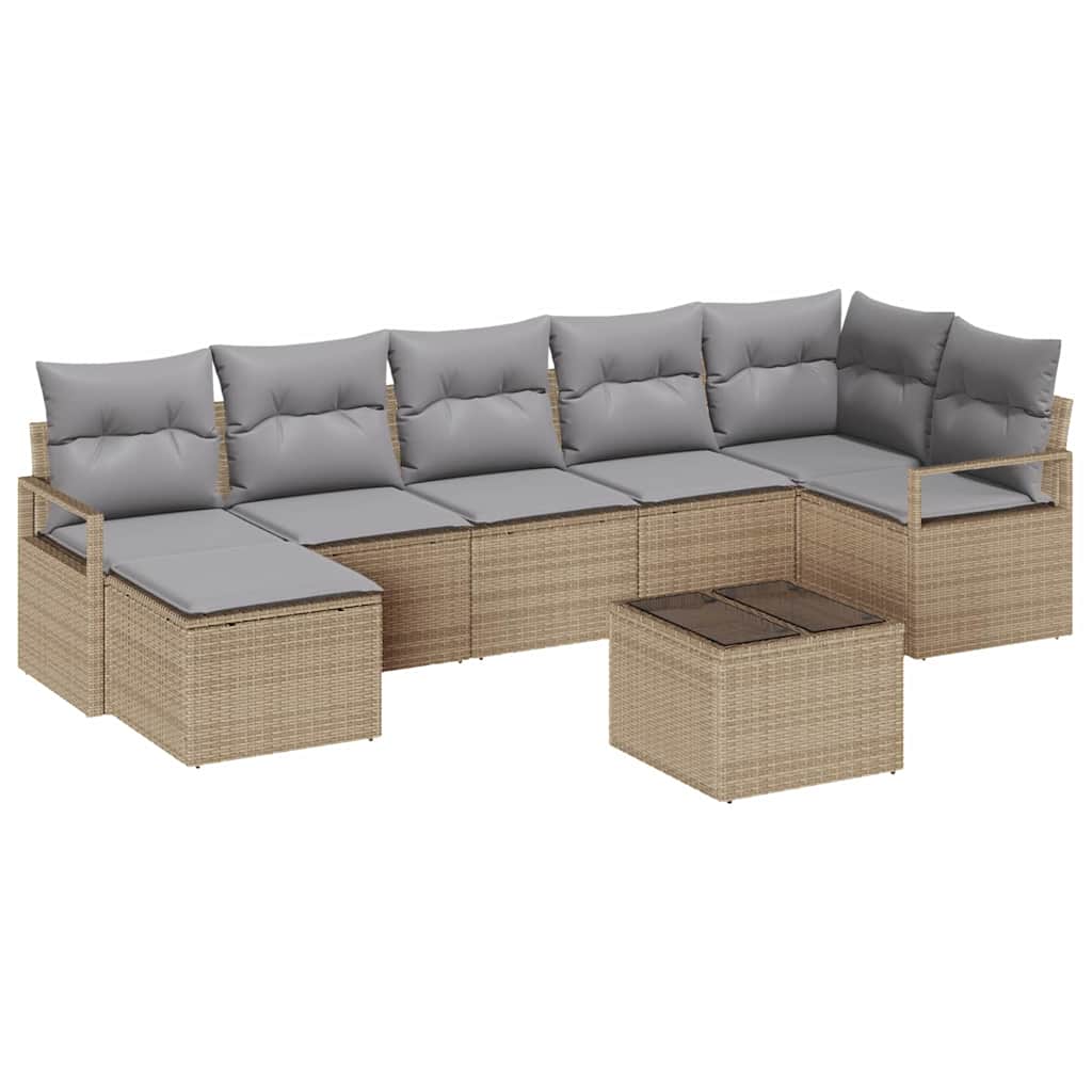 Set di divani con cuscino 8 pcs Beige polyrattan | homemem39