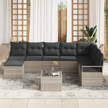 Set di divani con cuscino 8 pcs Grigio chiaro polyrattan | homemem39