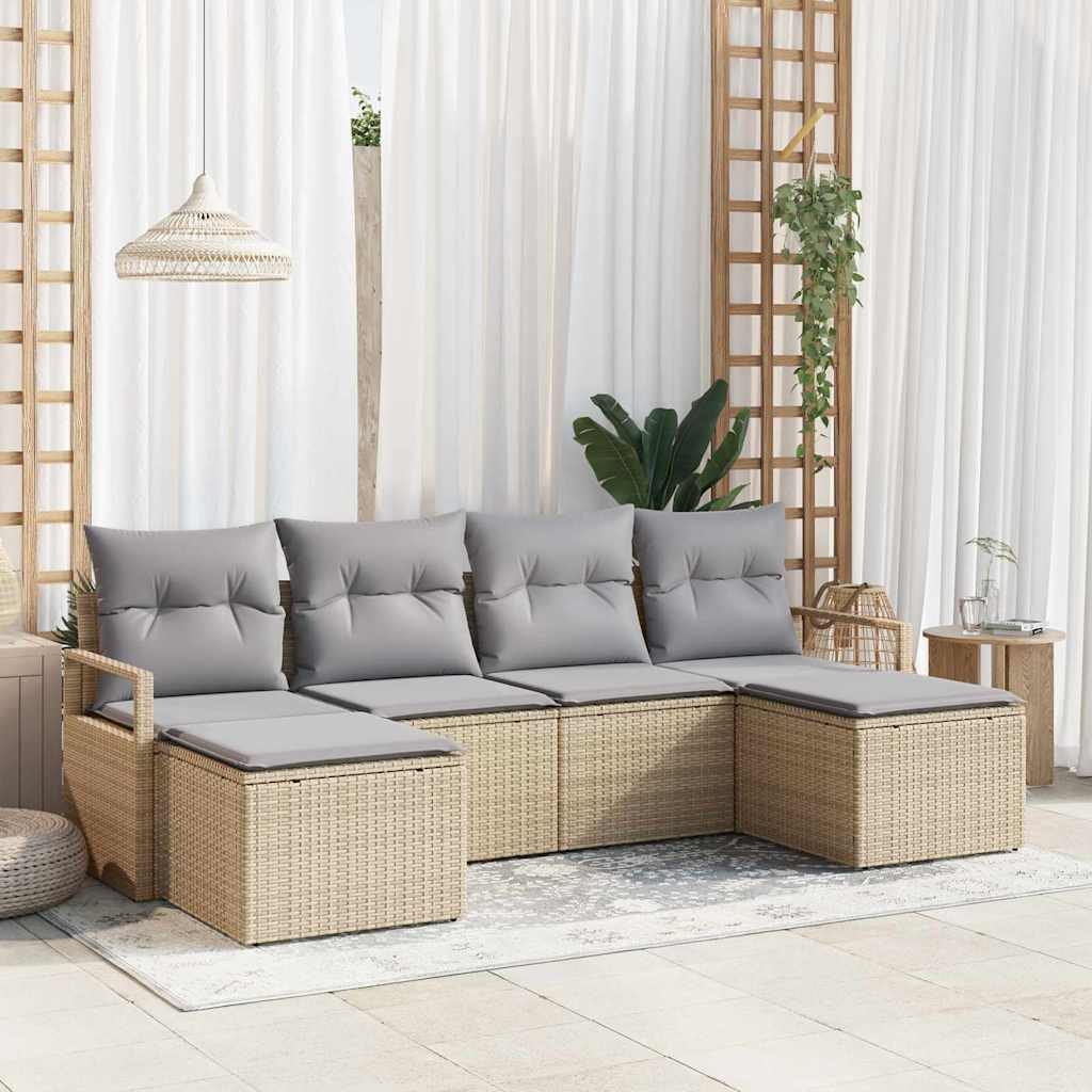 Set di divani 6 pcs Beige polyrattan | homemem39
